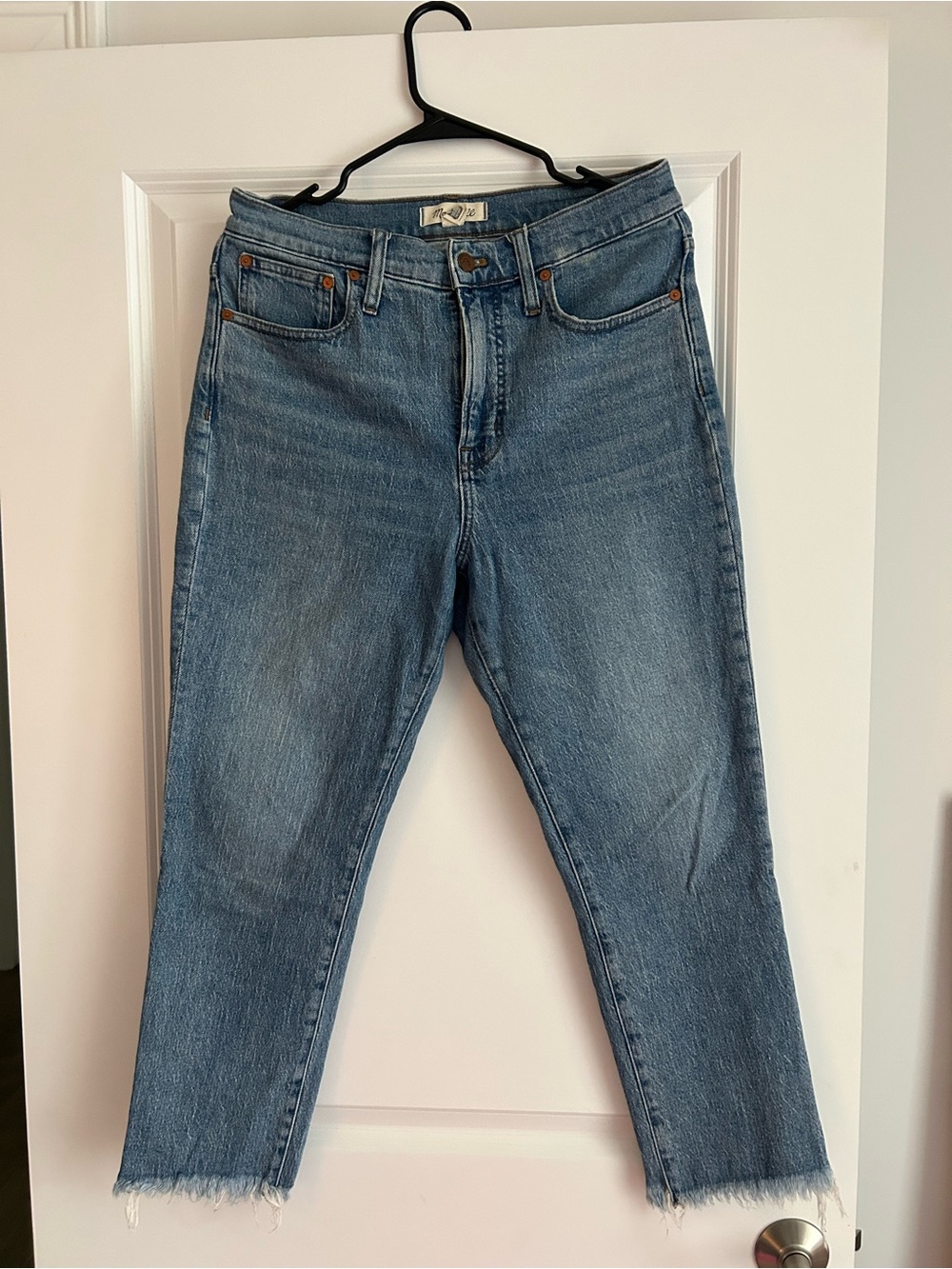 Madewell Light Blue Straight-Leg Jeans with Raw Hem